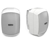 Audibax Ovo 4 White - Enceintes Hi-FI Passives d'Étagère - Enceintes IP65 - Paire d'Enceintes 20W Continus - Alimentation Ligne 100V - Support Mural Inclus - Enceintes 4" Woofer