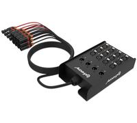 Audibax Snake 12 - Stagebox de 12 entrées et 4 sorties - Boîtier de Direct Haute Performance - Câble de 15 Mètres Inclus - Câbles d'entrée Noir et de Sortie Rouge - Stagebox Multicore