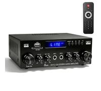 Audio Amplificateur stéréo HiFi 50WX2 Amplificateur Bluetooth 5.3 | écran LCD, alimentation 12 V/220 V - Compatible USB/SD/FM/RCA - Pour la maison, la voiture et le karaoké - Avec tél