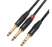 Audio Cable 6.35 mm Jack to 2 x 6.35 mm TS Mono Y Splitter Insert Audio Cable for Speakers,Amplifiers,Mixers,Home Theater etc.-1 m
