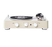 Gadhouse Brad Tourne-disque vintage à 3 vitesses Bluetooth intégré, haut-parleurs stéréo, contrôle de la hauteur, entrée auxiliaire pour smartphone, prises RCA Line Out (ivoire)