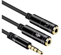 Audio Jack Adapter Cable,Audio Splitter Cable,Audio Jack Cable 3.5 mm Male to Double 3.5 mm Female Microphone Y Splitter Cable Compatible with PC,Speaker etc (Black)