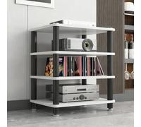 Audio Meuble Rack HiFi Appareils DAC Armoire De Composants,Rack Audio Métal Réglable Robuste avec Roues Bloquantes, Meuble Multimédia Pliable pour Chaîne HiFi(Double Tier Without Wheels)