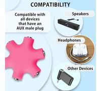 Audio Splitter 5 Ports-3.5 Mm Aux Splitter Converter Star Sharing Earphone & Cables For Smartphone,Laptop,Pc-Pink