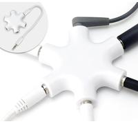 Audio Splitter 5 Ports-3.5 Mm Aux Splitter Converter Star Sharing Earphone & Cables For Smartphone,Laptop,Pc White