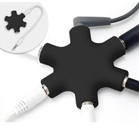 Audio Splitter 5 Ports-3.5 Mm Aux Splitter Converter Star Sharing Earphone & Cables For Smartphone,Laptop,Pc-Black