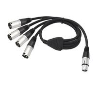Audio Splitter Cable - Female To Four Male, Ensurre Qualiity Microphone Adapters, Durrable Black PVCs Extension Cords, Two Feet DMX Signal Transmissions - For Stage Studios Active Speaker