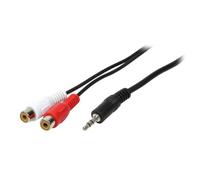 Audio Stéréo Câble de connexion, prise jack 3,5 mm vers 2 x RCA (RCA) femelle, 1.5 m, LogiLink®, [ca1044]