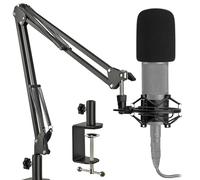 Audio Technica Support de micro à suspension avec support antichoc, filtre anti-pop, pince robuste améliorée pour microphone de studio à condensateur AT2020 AT2020USB+ AT2035