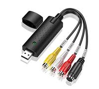 Audio Video Grabber USB 2.0 Plug & Play Adaptateur vidéo pour édition, Hi8 VHS vers DVD pour Mac et Windows 10 avec adaptateur convertisseur péritel/AV