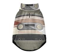 Audiocassette Gilet d'hiver vintage avec trous de suspension pour animal de compagnie Motif A Symbol of The Last Century Veste coupe-vent en polaire extra chaude pour chien et chat Taille L