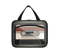 Audiocassette Vintage Musical Device A Symbol of the Last Century 1 PC Hanging Travel Wash Bag with Handle Portable Makeup Organizer Brush Storage Case Portable Travel Cosmetic with Hook M