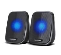 Audiocore AC835 Haut-parleurs stéréo avec rétro-éclairage LED pour PC Portable Smartphone 2x3W RMS USB AUX Compact