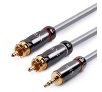 Audiophile Audio Câble 3,5 mm mâle vers 2 RCA mâle, cuivre OFC câble répartiteur en Y stéréo auxiliaire 2M