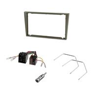 Audioproject A386.2-10 Kit de façade d'autoradio 2 DIN compatible avec Opel Agila Astra Corsa C Combo Omega Vectra Meriva Vivaro Zafira Suzuki Adaptateur d'antenne de déverrouillage Gris foncé