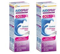 AUDISPRAY - DOLO Solution auriculaire Traitement Soulage les douleurs et démangeaisons de l'oreille Flacon- 7g A partir 6 mois Goutte(S) Auriculaire(S) 2x7 g