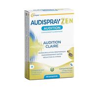 AUDISPRAY ZEN - Audition clair - Acouphènes - Bourdonnements et de sifflements d'oreille - Endormissement rapide, réduction du stress - Complément alimentaire - Ginkgo biloba - 60 comprimés