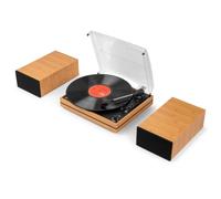 Audizio Akron Platine Vinyle Bluetooth avec Haut-Parleurs Intégrés Bambou | Profitez facilement de vos disques et playlists, installation rapide, 3 vitesses de lecture, idéale pour bureau et salon
