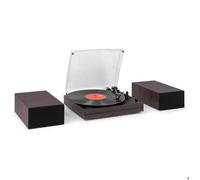Audizio Akron Platine Vinyle Bluetooth avec Haut-Parleurs Intégrés Ébène 3 Vitesses de Lecture Idéale pour Bureau et Salon