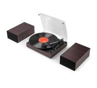 Audizio Akron Platine Vinyle Bluetooth avec Haut-Parleurs Intégrés Ébène 3 Vitesses de Lecture Idéale pour Bureau et Salon