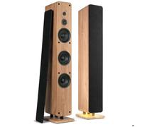 Audizio ARCO - Pack 2 Enceintes Actives Hi-Fi 320 W Chêne Clair - Paire d’Enceintes Colonne BT Stéréo DSP - Salon & Home Cinéma