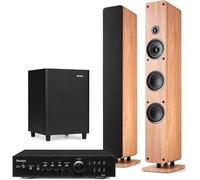 Audizio ARCO - Pack Home Cinéma 480W Chêne Clair - Colonnes Hi-FI avec Subwoofer 8" et Amplificateur Intégré - Son Puissant pour TV, Films, Musique et Salon Moderne