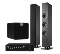 Audizio ARCO - Pack Home Cinéma 480W Noir - Colonnes Hi-FI avec Subwoofer 8" et Amplificateur Intégré - Son Puissant pour TV, Films, Musique et Salon Moderne