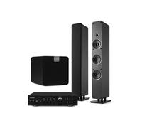 Audizio ARCO - Pack Home Cinéma 480W Noir - Colonnes Hi-FI avec Subwoofer 8" et Amplificateur Intégré - Son Puissant pour TV, Films, Musique et Salon Moderne