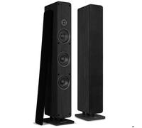 Audizio ARCO Paire Enceintes Colonne Hi-FI Passives 320W Noires, Système Stéréo Salon et Home Cinéma, Tours de Son Élégantes 2 Voies