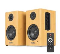 Audizio BS15 Enceintes Bibliothèque BT Actives 60W HiFi avec HDMI Arc Bambou