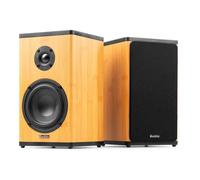 Audizio BS20 Paire Enceintes Bibliothèque Actives BT sur Batterie 50W RMS, Hi-FI sans Fil, Enceintes Rechargeables Salon Bureau, Finition Bambou