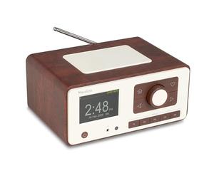 Audizio Dozza Radio Internet WiFi Dab+ FM BT 5.3 40W, Radio Numérique avec Télécommande, Écran Intuitif, Sortie Jack, Design Noyer Élégant Maison