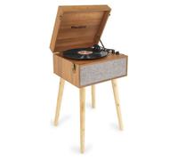 Audizio Fremont Platine Vinyle Meuble Bluetooth, Design Rétro sur Pieds - Noyer, Haut-Parleurs Stéréo, Convient aux Disques 33, 45 et 78 Tours, Idéal pour Décorer Votre Intérieur