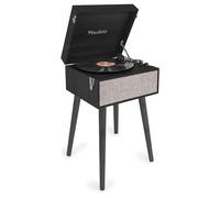 Audizio Fremont Platine Vinyle Meuble Bluetooth, Design Rétro sur Pieds - Noire, Haut-Parleurs Stéréo, Convient aux Disques 33, 45 et 78 Tours, Idéal pour Décorer Votre Intérieur