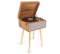 Audizio Fremont Platine Vinyle Meuble Bluetooth, Design Rétro sur Pieds - Noyer, Haut-Parleurs Stéréo, Convient aux Disques 33, 45 et 78 Tours, Idéal pour Décorer Votre Intérieur