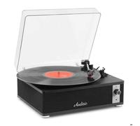 Audizio Irvine Platine Vinyle Bluetooth avec Haut-parleurs Intégrés, Tourne-Disque 3 Vitesses, Compatible Disques 33, 45 et 78 Tours, Capot Anti-Poussière Amovible, Noire