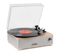 Audizio Irvine Platine Vinyle Bluetooth avec Haut-parleurs Intégrés, Tourne-Disque 3 Vitesses, Compatible Disques 33, 45 et 78 Tours, Capot Anti-Poussière Amovible, Bambou