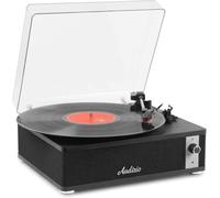 Audizio Irvine Platine Vinyle Bluetooth avec Haut-parleurs Intégrés, Tourne-Disque 3 Vitesses, Compatible Disques 33, 45 et 78 Tours, Capot Anti-Poussière Amovible, Noire