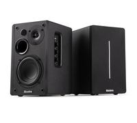 Audizio KS01B - Paire d’Enceintes HiFi Bibliothèque 120 W Finition Noire | BT sans Fil, Entrées RCA/Optique, Design Moderne, Son Clair et Puissant