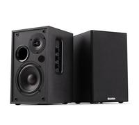 Audizio KS02 Enceintes Hi-FI Bibliothèque Actives 80W avec Bluetooth 5.0, Woofer 4" et Tweeter 1,25", Entrées RCA, Réglages Graves et Aigus, Télécommande Incluse, Finition Noire