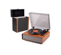 Audizio Laredo - Pack Platine Vinyle BT Hi-Fi Haut de Gamme - Haut-Parleurs intégrés - Merisier avec Valise Vinyle Audizio RC37 Edition Luxe