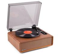 Audizio Laredo Platine Vinyle Premium BT in & Out Hi-FI, Tourne Disque 33/45 Tours avec Cellule Audio Technica, Entraînement Courroie, Sortie RCA, Finition Noyer