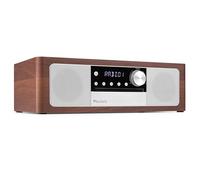 Audizio Lunata Radio Dab+ Hi-FI avec Lecteur CD et BT sans Fil - Système Audio Bois de Noyer avec Haut-Parleurs Stéréo, USB et FM pour Maison et Cadeau