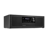 Audizio Lunata Radio Dab+ Hi-FI avec Lecteur CD et BT sans Fil - Système Audio Bois Ebène Noir avec Haut-Parleurs Stéréo, USB et FM pour Maison et Cadeau