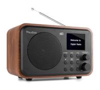 Audizio Milan Radio Dab+/FM Portable avec Bluetooth, Écran Couleur 2,4", Batterie Intégrée 2000 mAh, Sortie Casque et Ligne Jack 3,5 mm, Couleur Noyer, Idéale pour la Maison ou en Déplacement