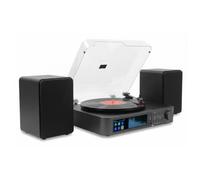 Audizio Norfolk Platine Vinyle Tout-en-Un avec Enceintes Stéréo, Bluetooth, Radio Dab+ et FM, Système Audio 80 W, Compatible Disques 33, 45 et 78 Tours pour Écoute à la Maison