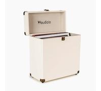 Audizio RC32 Étui de Rangement pour Vinyle 33 Tours - Crème, Mallette pour 30 à 35 Vinyles, Coins Renforcés, 34,5 x 16,5 x 38 cm, Idéale pour Transporter Vos Vinyles en Toute sécurité