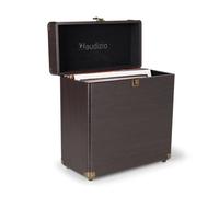 Audizio RC32 Étui de Rangement pour Vinyle 33 Tours - Noyer, Mallette pour 30 à 35 Vinyles, Coins Renforcés