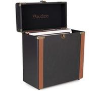 Audizio RC37 Étui de Rangement pour Vinyles 33 Tours - Noir avec détails en Laiton Caisse pour 30 à 35 Disques Vinyles