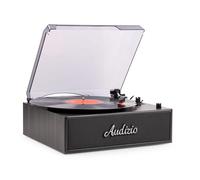 Audizio Reno - Platine Vinyle rétro avec Enceintes intégrées - Lecture 33/45/78 Tours - Design Vintage - Couleur Noire